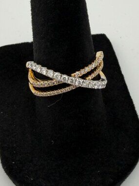 Affinity Diamonds .50 cttw Two Tone Crossover Ring Sterling/Gold Size 7